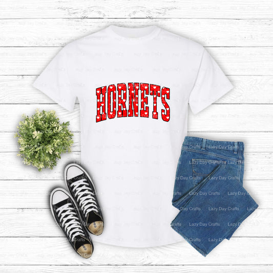 Hornets School Mascot Varsity – DTF Transfer (view 1 of 2) – by Lazy Day Crafts – DTF Transfers – School Mascot, Apparel D...