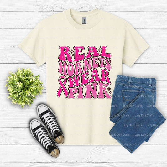 Hornets Wear Pink – School Mascot DTF Transfer (view 1 of 2) – by Lazy Day Crafts – DTF Transfers – School Mascot, Apparel...