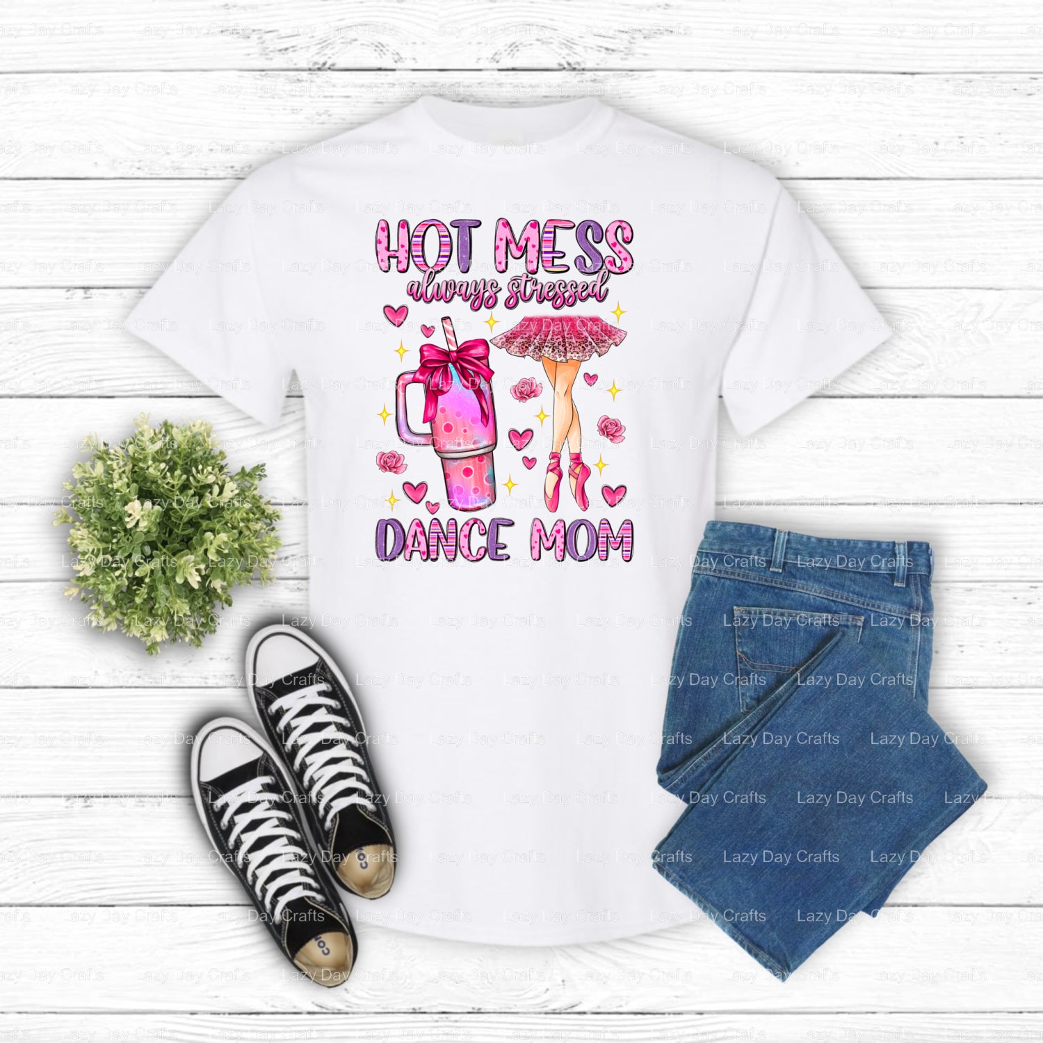 HOT MESS ALWAYS STRESSED DANCE MOM – Dance Mom DTF Transfer (view 1 of 2) – by Lazy Day Crafts – DTF Transfers – DTF Trans...