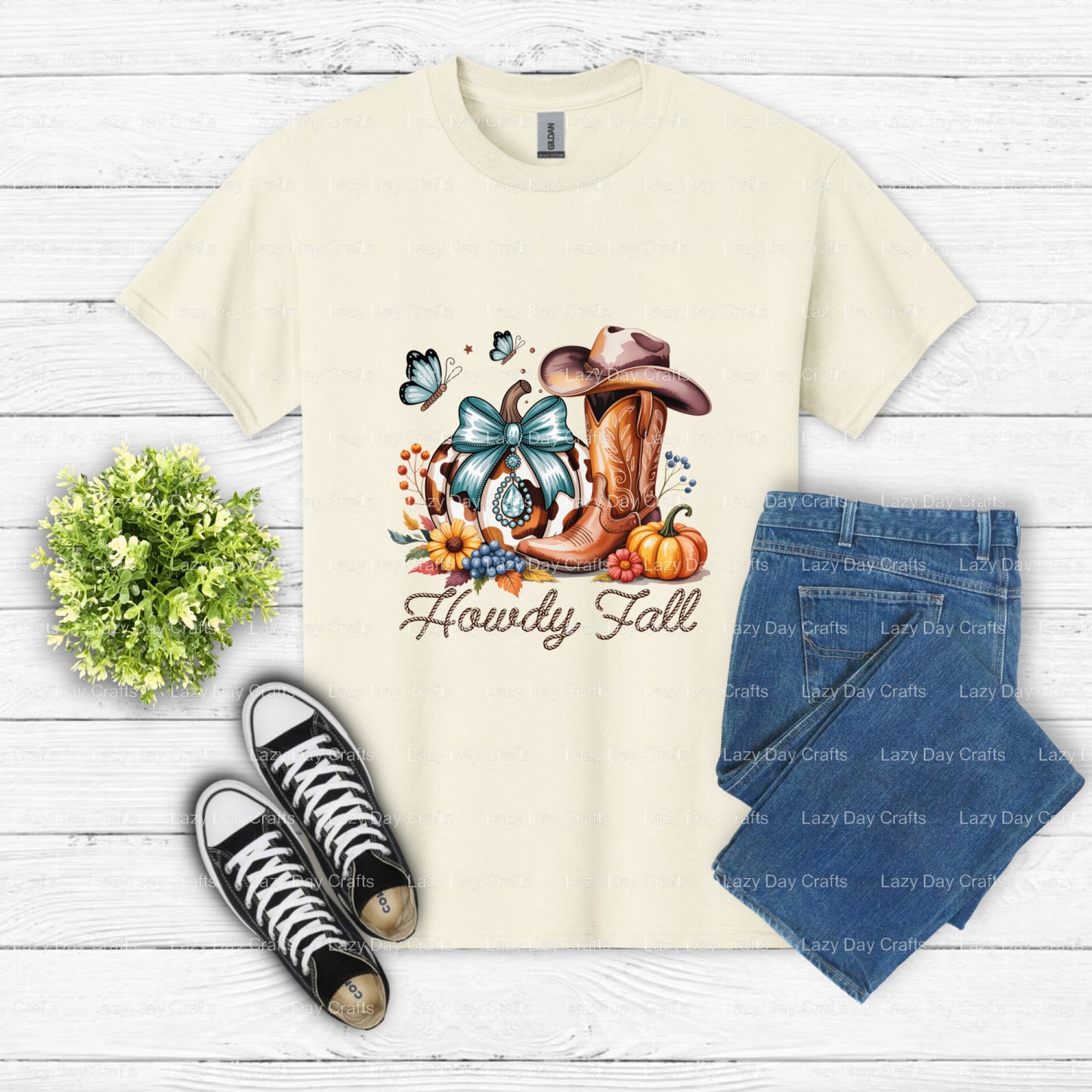Howdy Fall – Ready to Press DTF Transfer (view 2 of 2) – by Lazy Day Crafts – DTF Transfers – DTF Transfers, Premade DTF