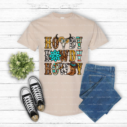 HOWDY HOWDY HOWDY – Western DTF Transfer (view 1 of 2) – by Lazy Day Crafts – DTF Transfers – Western, DTF Transfers