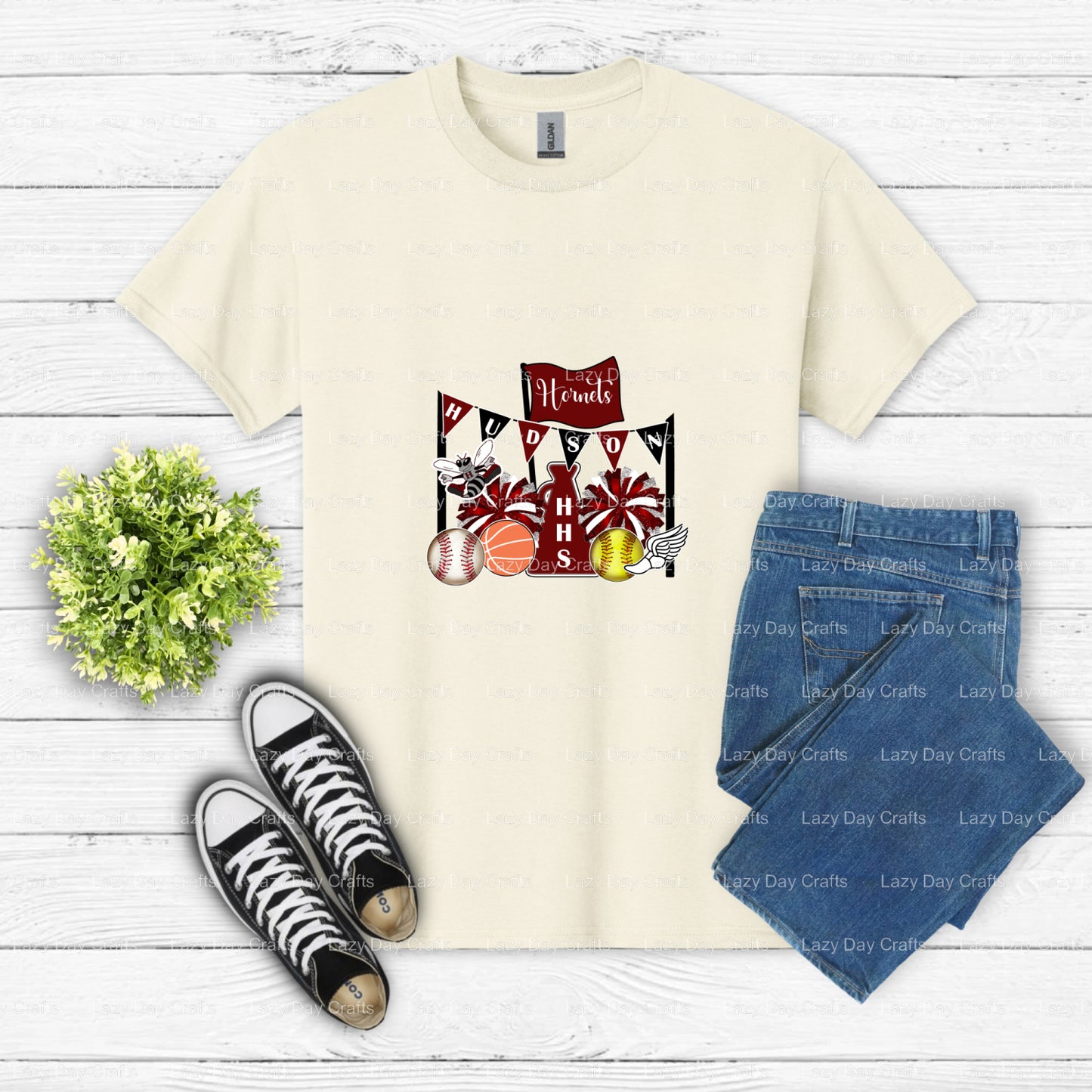 HUDSON HORNETS Mascot – School Spirit DTF Transfer (view 1 of 2) – by Lazy Day Crafts – DTF Transfers – School Spirit, App...