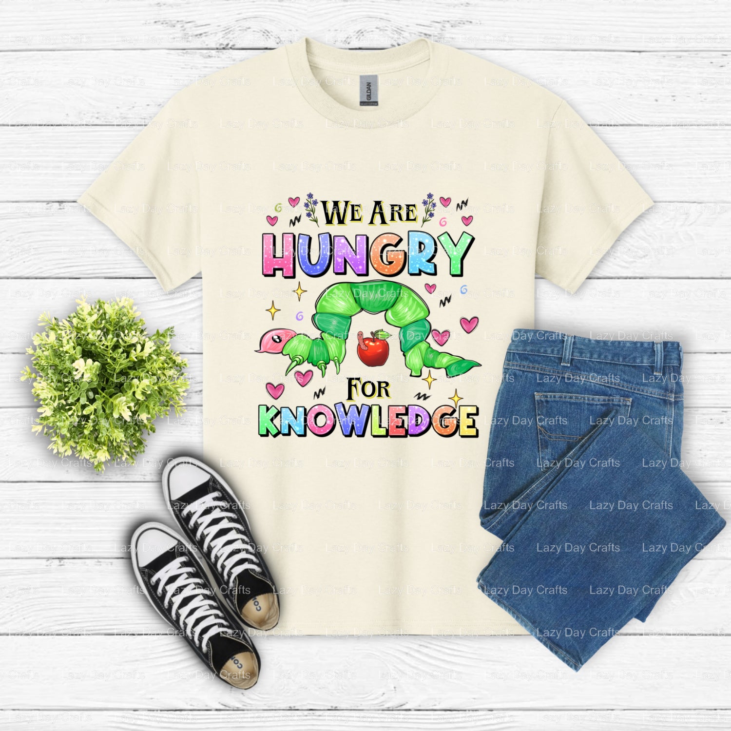 Hungry for Knowledge School 1st Day Owl – DTF Transfer (view 2 of 2) – by Lazy Day Crafts – DTF Transfers – DTF Transfers,...
