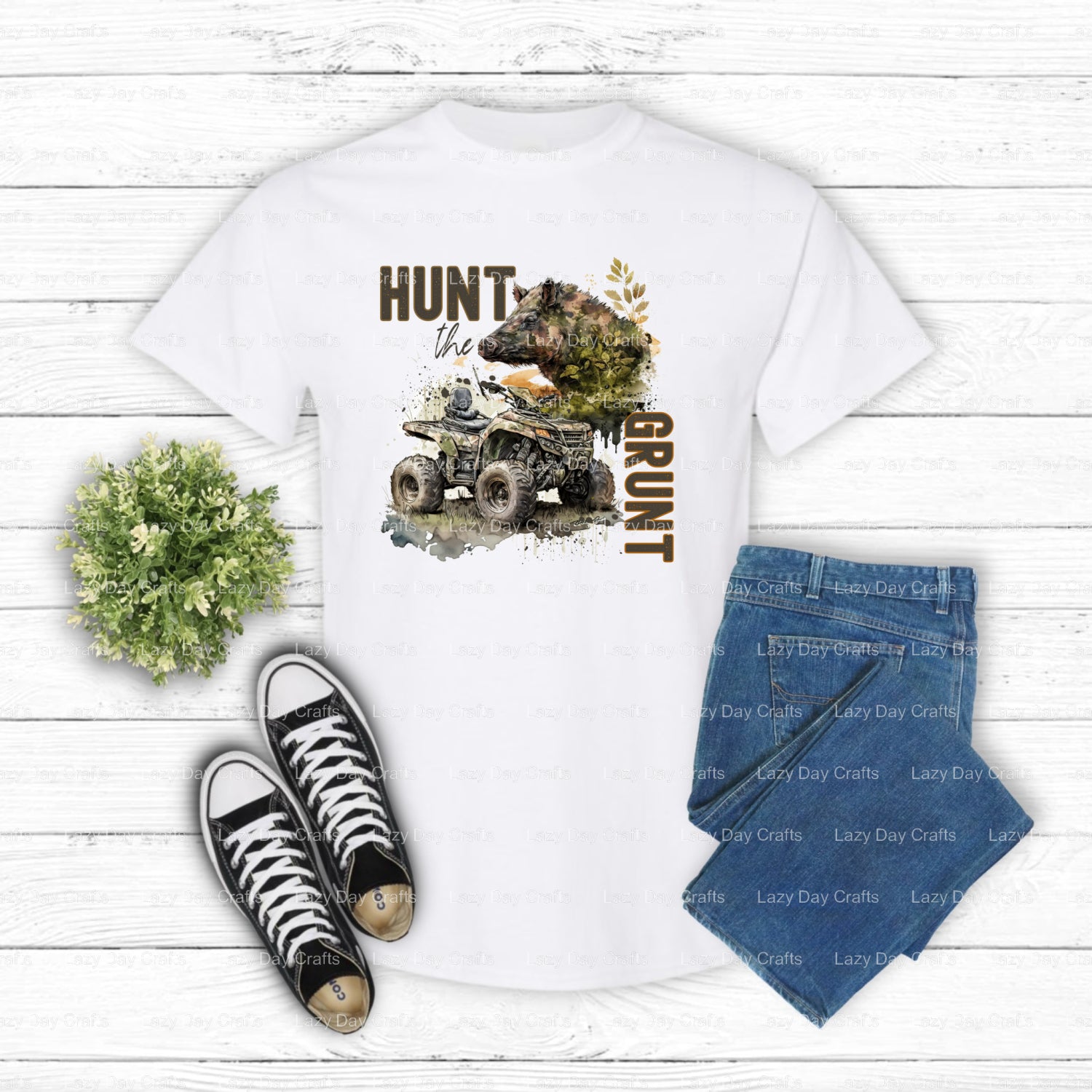 HUNT GRUNT Antlers Camo – Hunting DTF Transfer (view 1 of 2) – by Lazy Day Crafts – DTF Transfers – DTF Transfers, Custom...