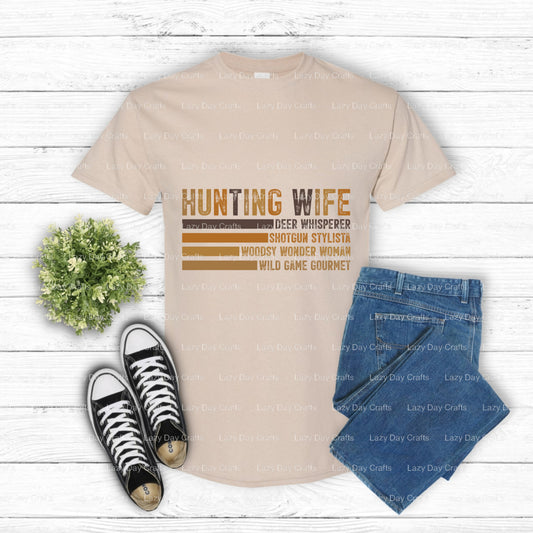 HUNTING WIFE – hunting DTF Transfer (view 2 of 2) – by Lazy Day Crafts – DTF Transfers – DTF Transfers, custom apparel