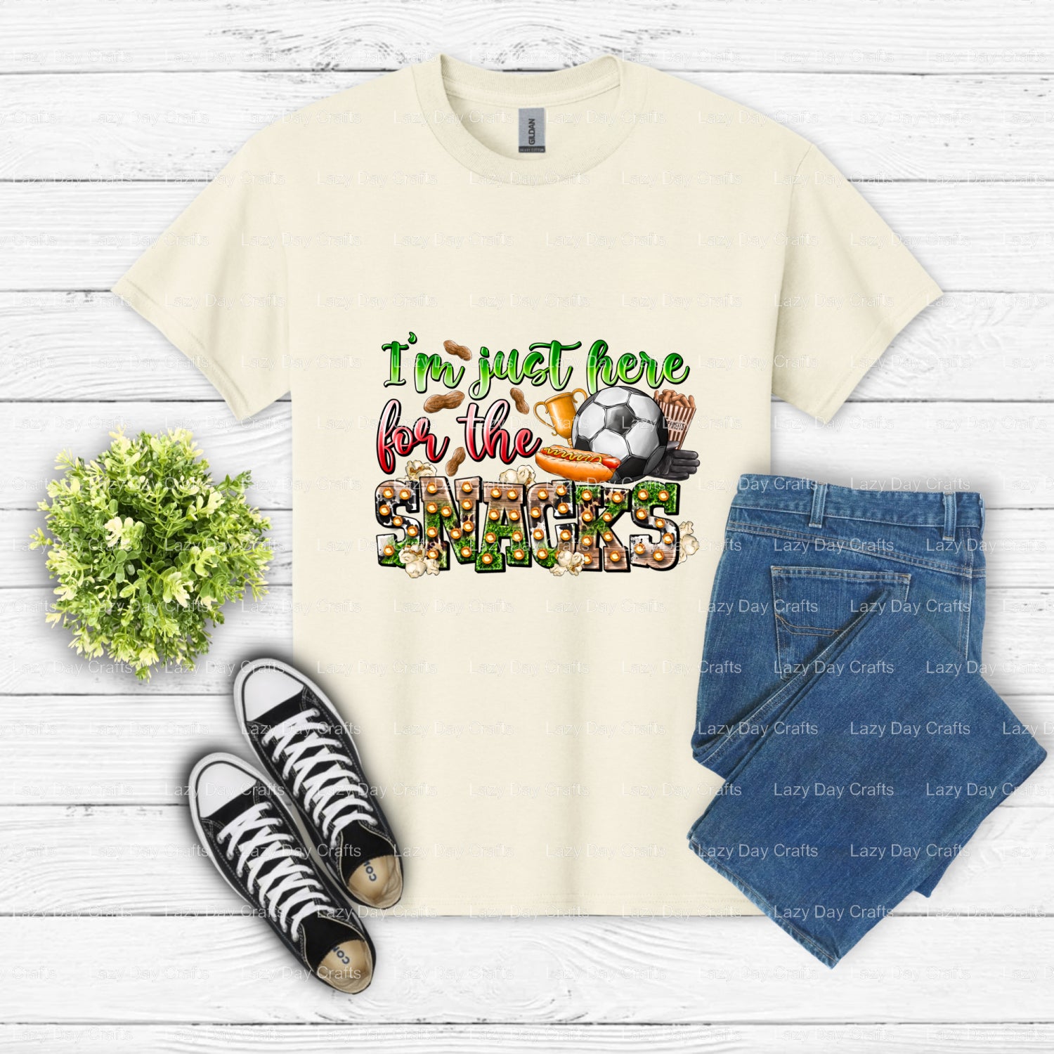I am Just here for the Snacks – Soccer DTF Transfer (view 2 of 2) – by Lazy Day Crafts – DTF Transfers – DTF Transfers, Pr...