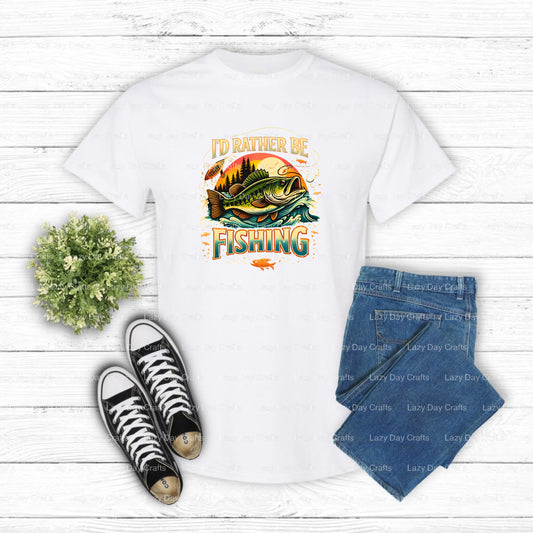 I'd rather be FISHIN' – Fishing DTF Transfer (view 1 of 2) – by Lazy Day Crafts – DTF Transfers – DTF Transfers, custom ap...