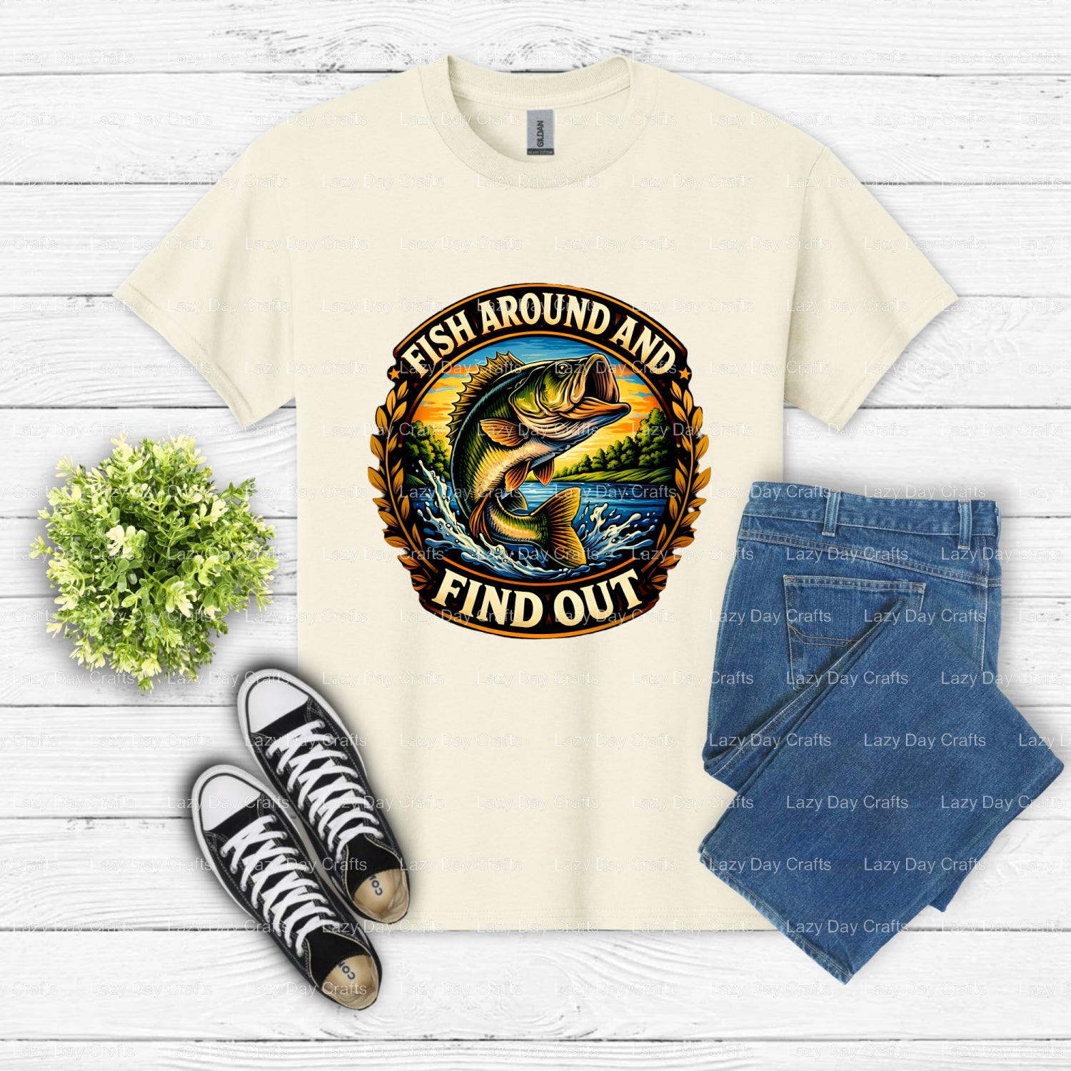 I'D RATHER BE FISHING – Custom Apparel DTF Transfer (view 2 of 2) – by Lazy Day Crafts – DTF Transfers – DTF Transfers, cu...