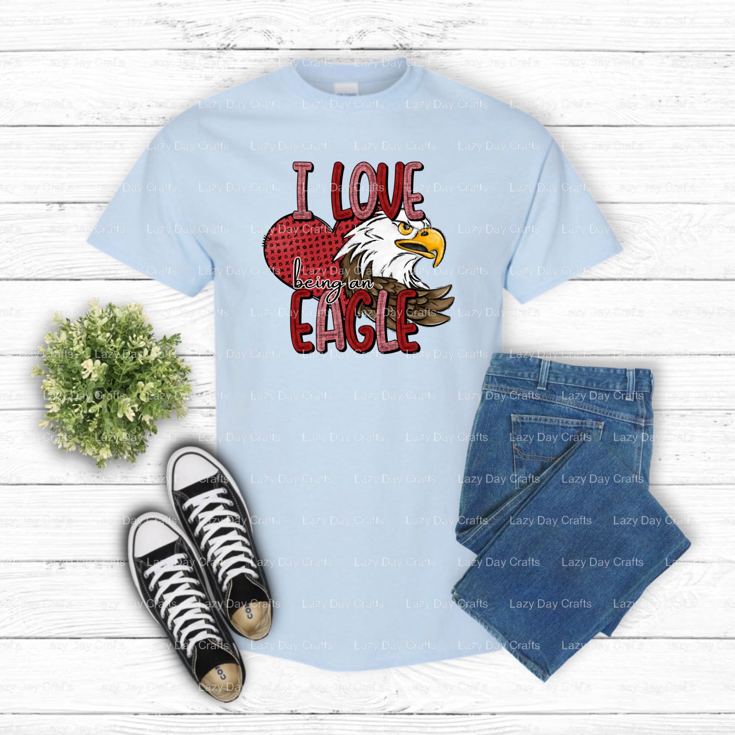 I Love Eagle School Mascot – DTF Transfer (view 1 of 2) – by Lazy Day Crafts – DTF Transfers – School Mascot, Apparel Deco...