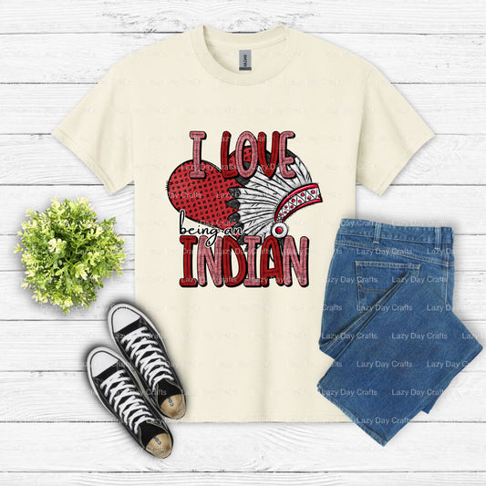 I LOVE INDIAN RED School Mascot – DTF Transfer (view 1 of 2) – by Lazy Day Crafts – DTF Transfers – school mascot, school...