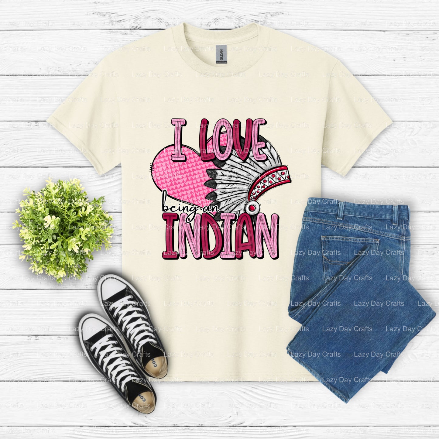 I love Indian – School Mascot DTF Transfer (view 2 of 2) – by Lazy Day Crafts – DTF Transfers – School Mascot, School Spirit