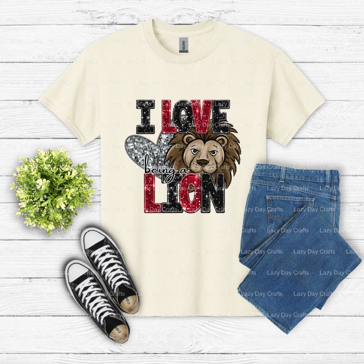 I LOVE LION G – School Mascot DTF Transfer (view 1 of 2) – by Lazy Day Crafts – DTF Transfers – School Mascot, School Spirit