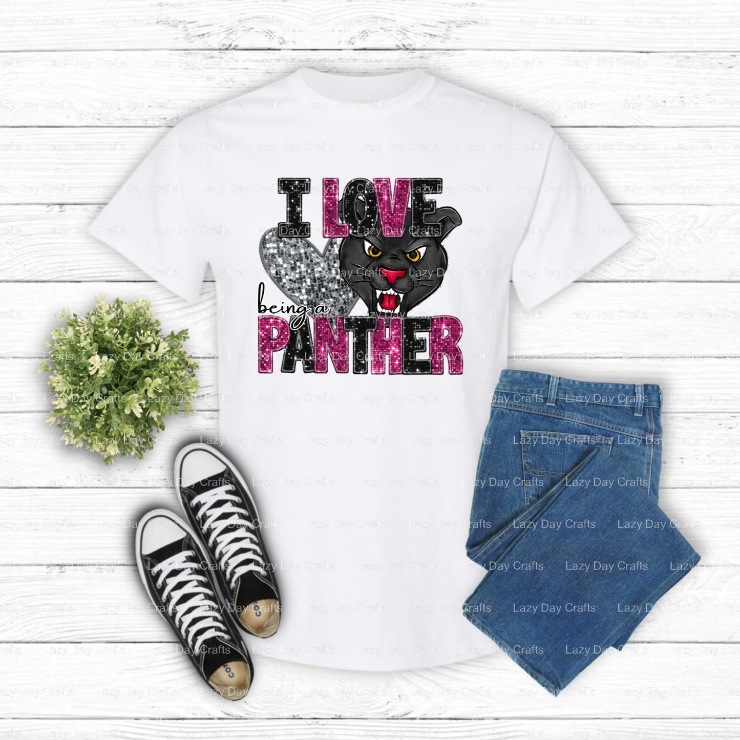 I LOVE PANTHER G – School Mascot DTF Transfer (view 2 of 2) – by Lazy Day Crafts – DTF Transfers – School Mascot, Apparel...