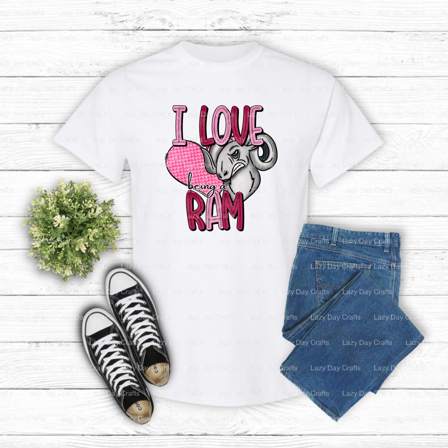 I LOVE RAMS – Rams DTF Transfer (view 2 of 2) – by Lazy Day Crafts – DTF Transfers – DTF Transfers, Premade DTF
