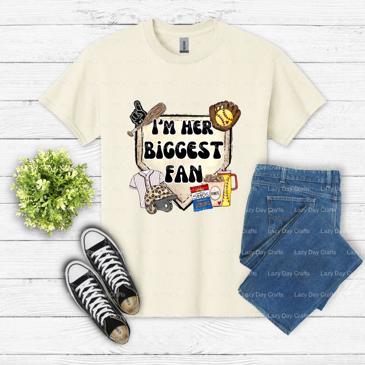 I'M HER BIGGEST FAN – Softball DTF Transfer (view 2 of 2) – by Lazy Day Crafts – DTF Transfers – DTF Transfers, Premade DTF