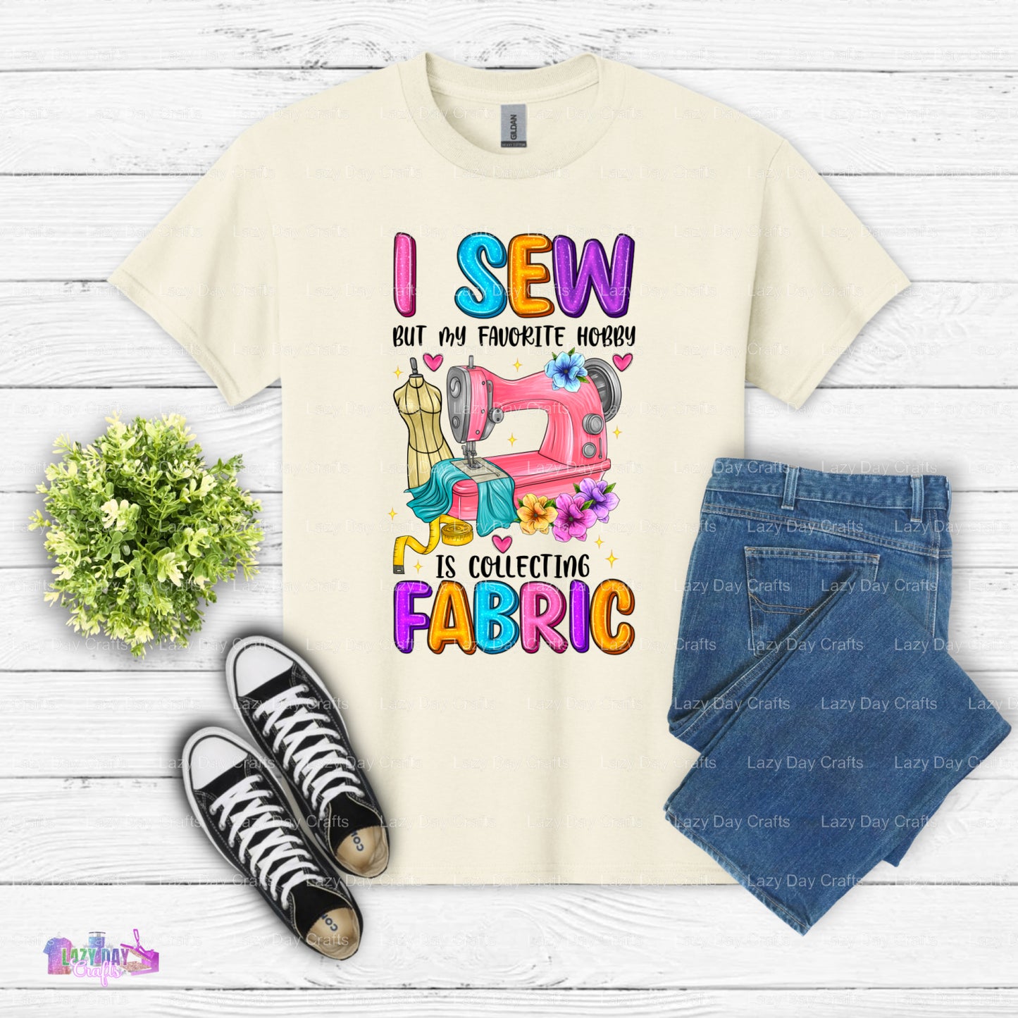 I Sew But My Favorite Hobby Is Collecting Fabric – Crafter DTF Transfer (view 2 of 2) – by Lazy Day Crafts – DTF Transfers...