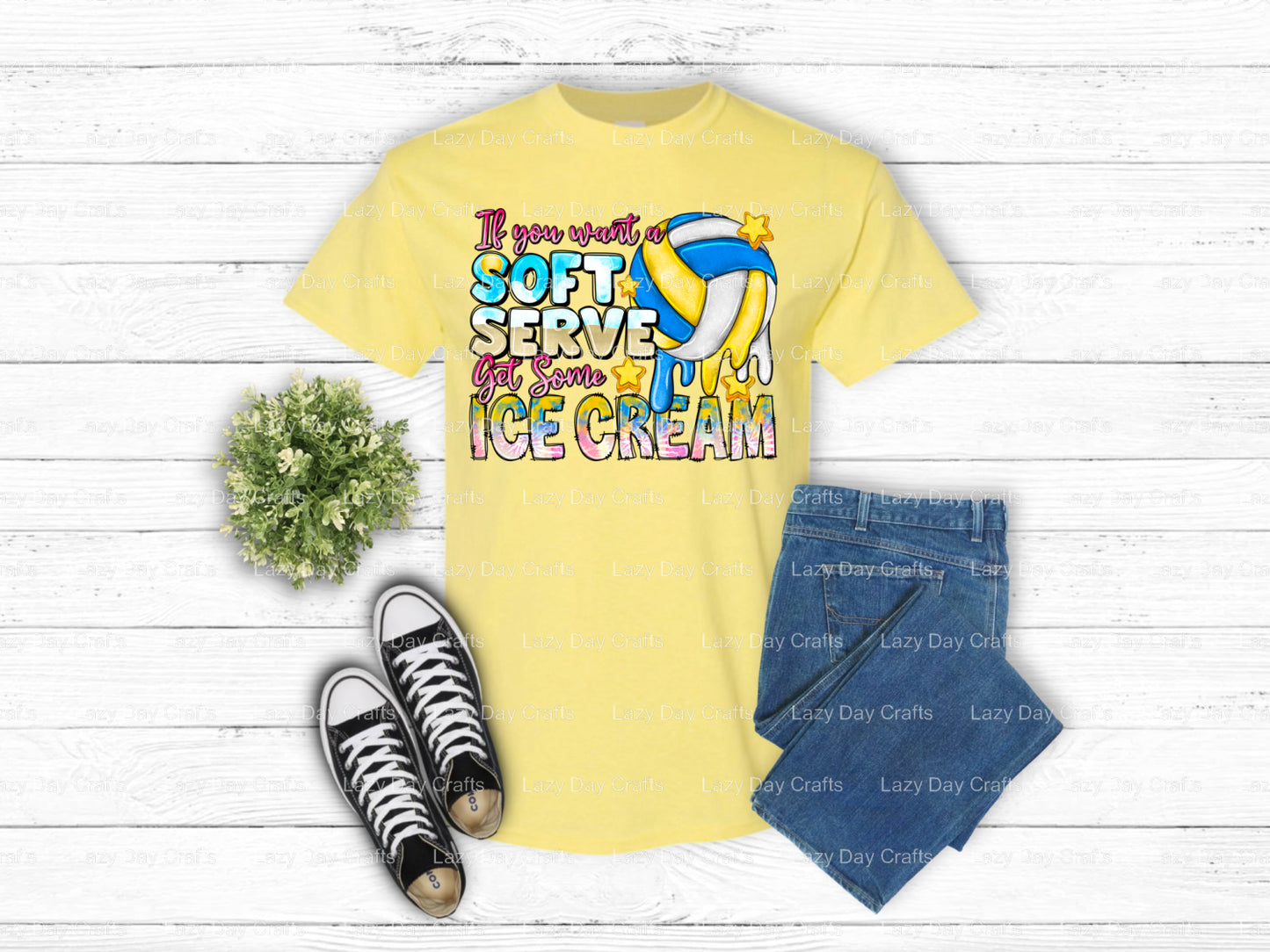 IF YOU WANT A SOFT SERVE GET SOME ICE CREAM – Volleyball DTF Transfer (view 2 of 2) – by Lazy Day Crafts – DTF Transfers –...