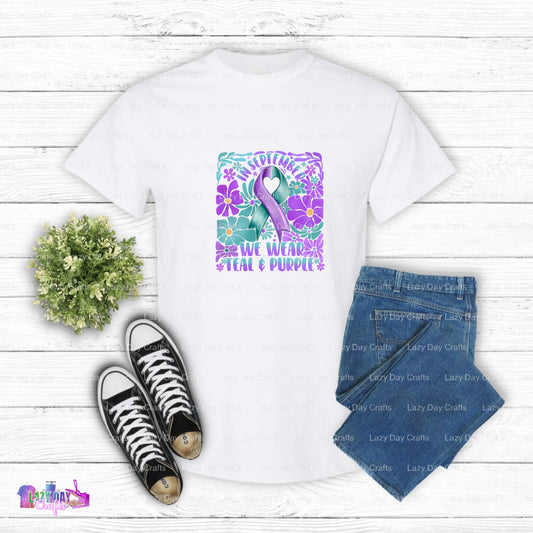 In September We Wear Teal and Purple – Suicide Awareness DTF Transfer (view 2 of 2) – by Lazy Day Crafts – DTF Transfers –...