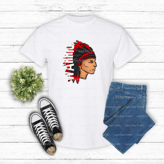 INDIAN PRIDE – School Mascot DTF Transfer (view 1 of 2) – by Lazy Day Crafts – DTF Transfers – School Mascot, DTF Transfers