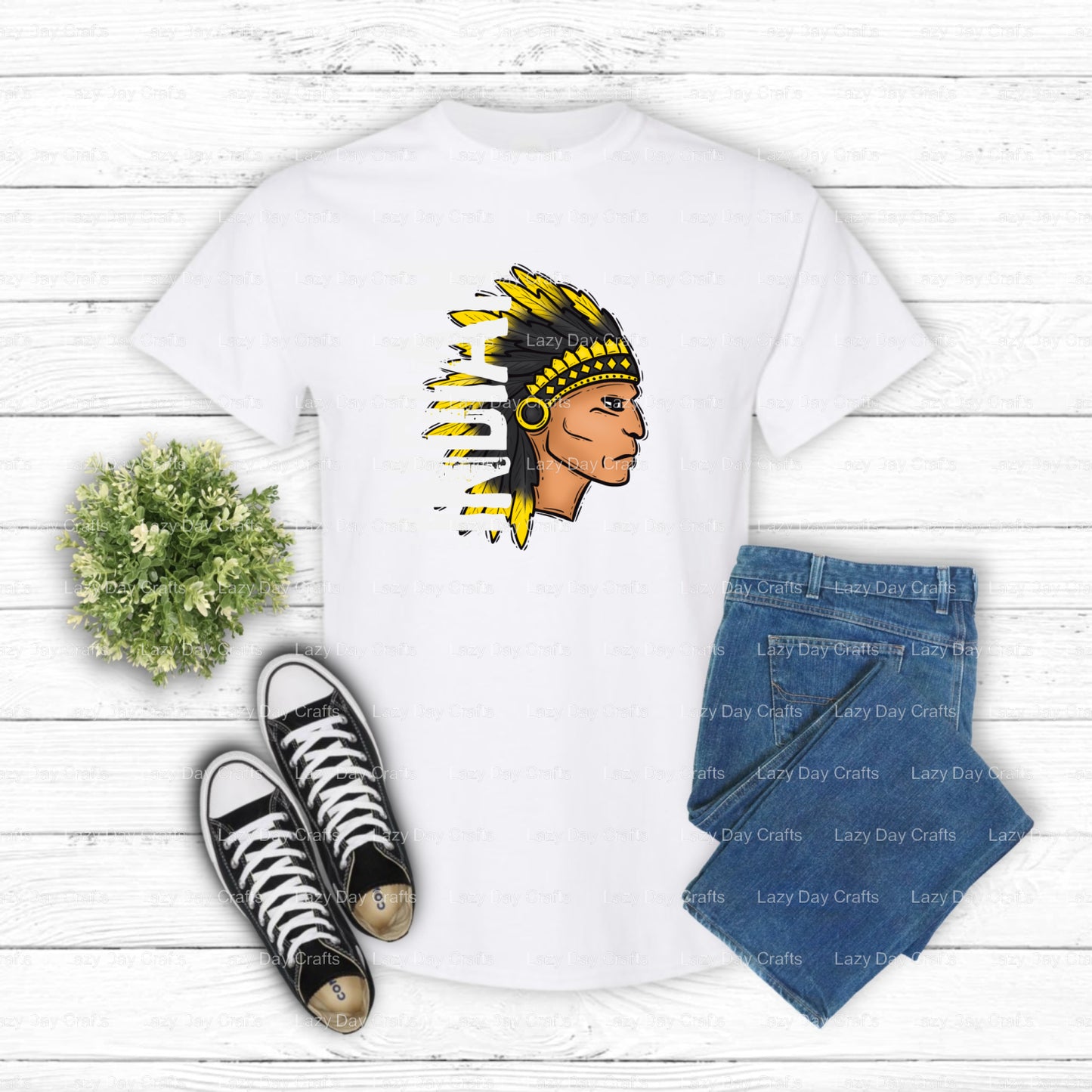 INDIAN PRIDE – School Mascot DTF Transfer (view 2 of 2) – by Lazy Day Crafts – DTF Transfers – School Mascot, Ready to Press