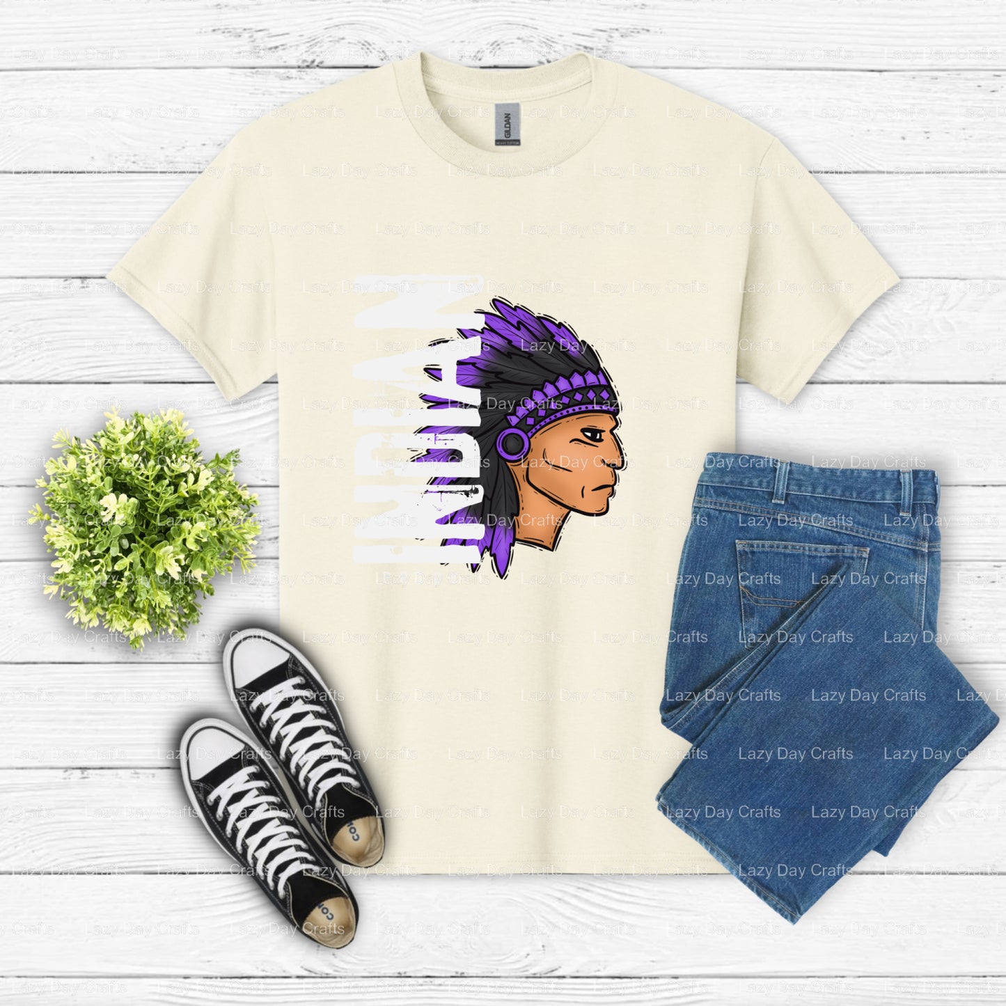 INDIAN PRIDE – School Mascot DTF Transfer (view 2 of 2) – by Lazy Day Crafts – DTF Transfers – School Spirit, School Mascot
