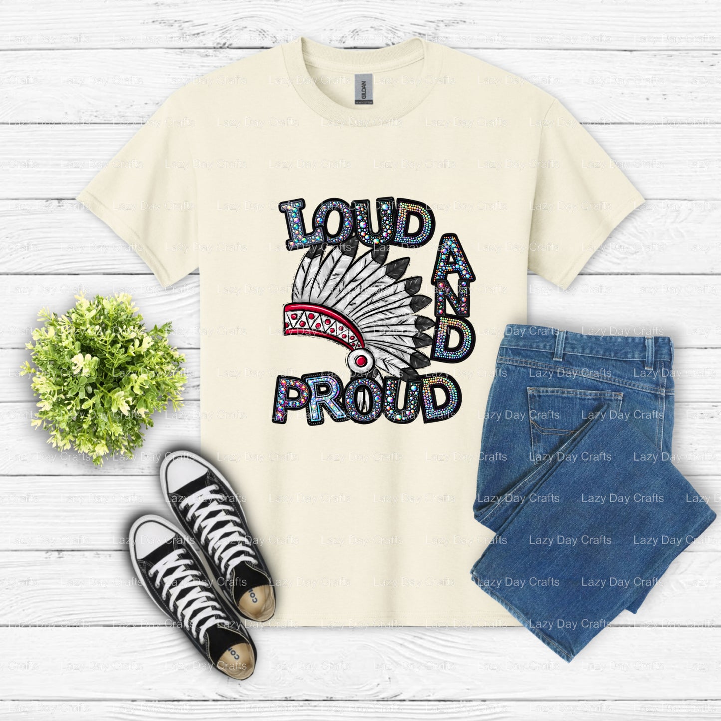 INDIANS Feather Mascot Spirit – DTF Transfer (view 1 of 2) – by Lazy Day Crafts – DTF Transfers – School Mascot, Apparel D...