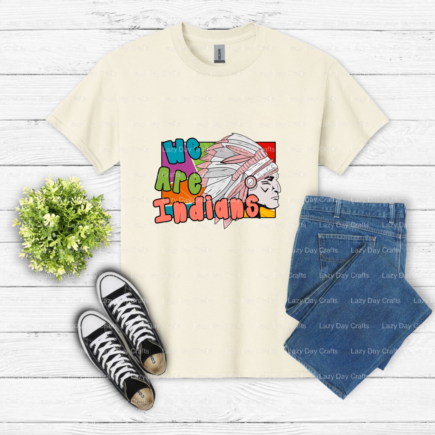 Indians Mascot Chief Head – School Spirit DTF Transfer (view 1 of 2) – by Lazy Day Crafts – DTF Transfers – School Mascot,...