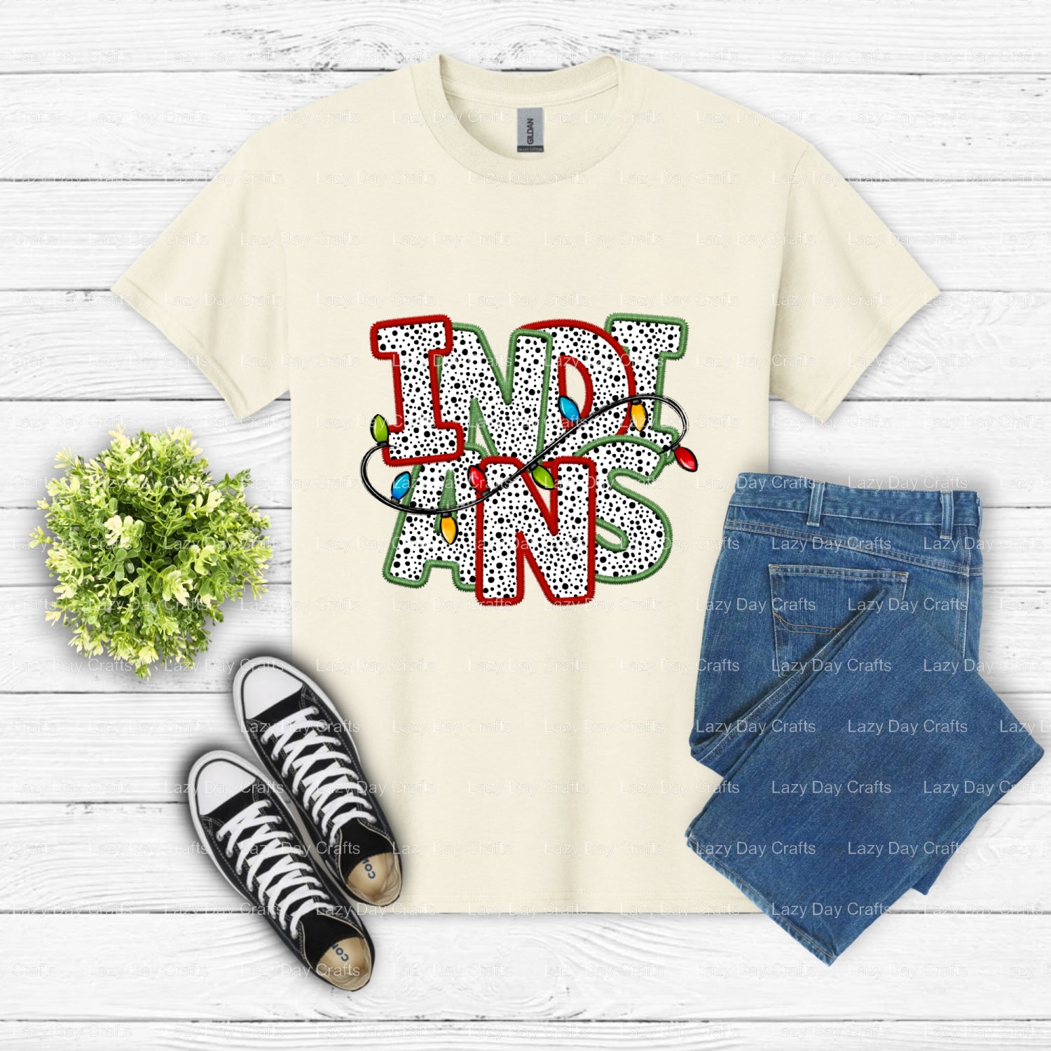 INDIANS Mascot Head – School Mascot DTF Transfer (view 2 of 2) – by Lazy Day Crafts – DTF Transfers – School Mascot, Appar...