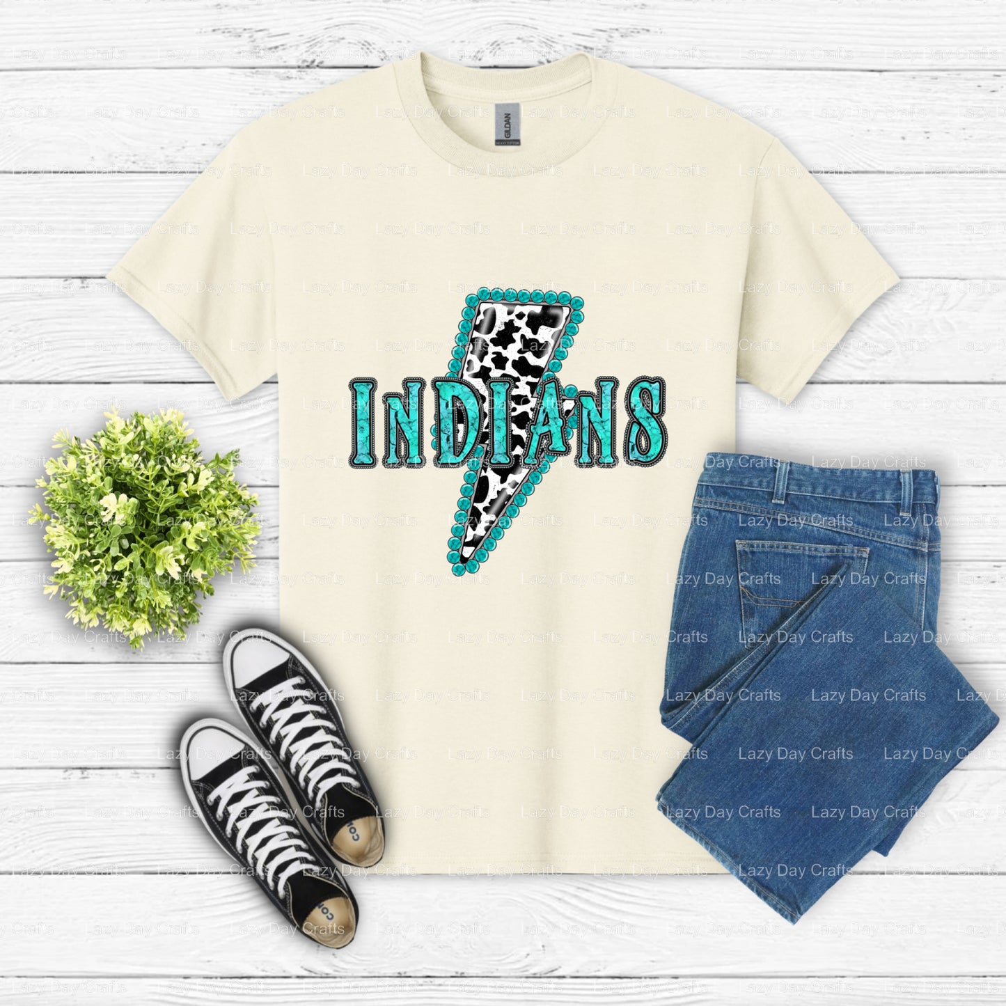 Indians Mascot School Spirit – DTF Transfer (view 1 of 2) – by Lazy Day Crafts – DTF Transfers – School Mascot, School Spirit