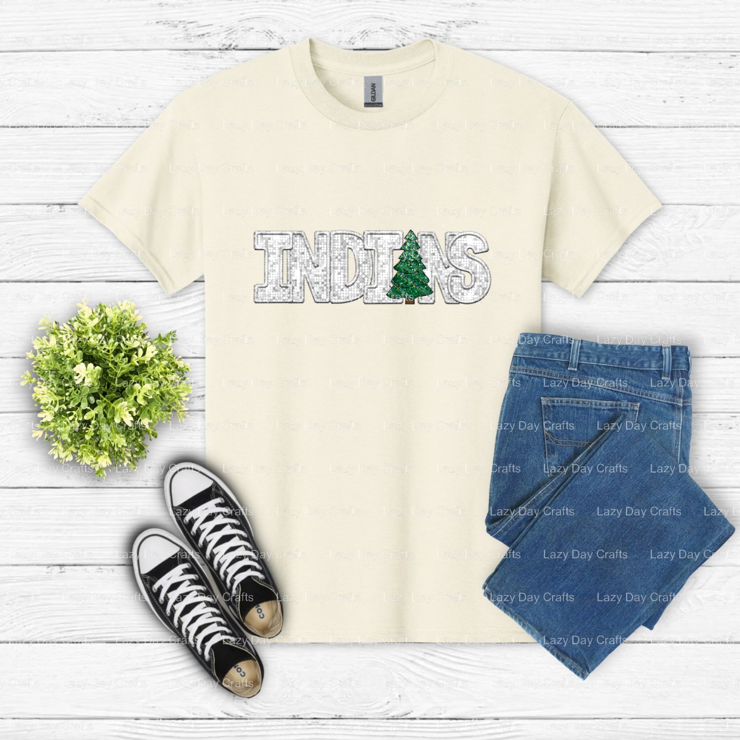 INDIANS Mascot – School Spirit DTF Transfer (view 1 of 2) – by Lazy Day Crafts – DTF Transfers – School Mascot, School Spirit
