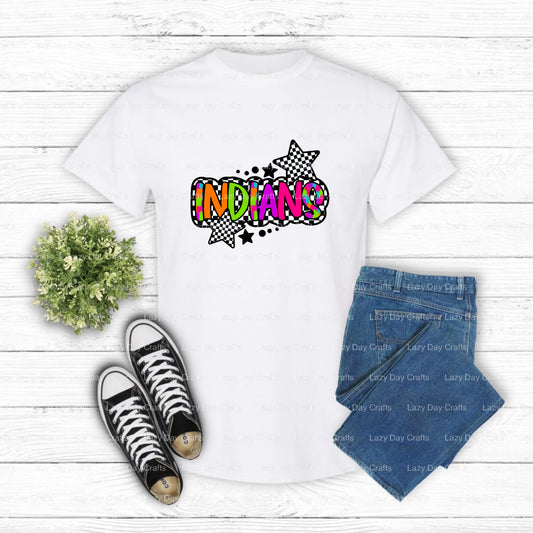 INDIANS Mascot – School Spirit DTF Transfer (view 1 of 2) – by Lazy Day Crafts – DTF Transfers – School Mascot, Apparel De...