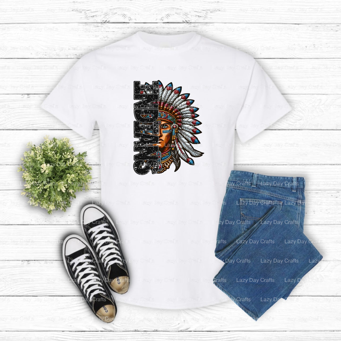 INDIANS Mascot – School Spirit DTF Transfer (view 1 of 2) – by Lazy Day Crafts – DTF Transfers – School Mascot, School Spirit