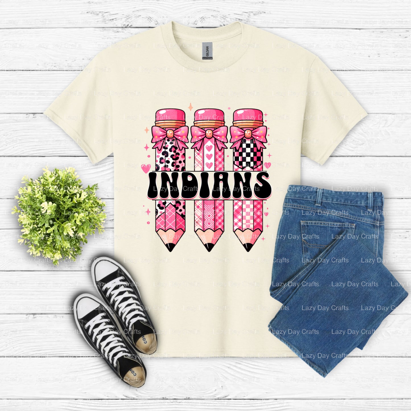 Indians Mascot School Spirit – DTF Transfer (view 2 of 2) – by Lazy Day Crafts – DTF Transfers – School Mascot, School Spirit