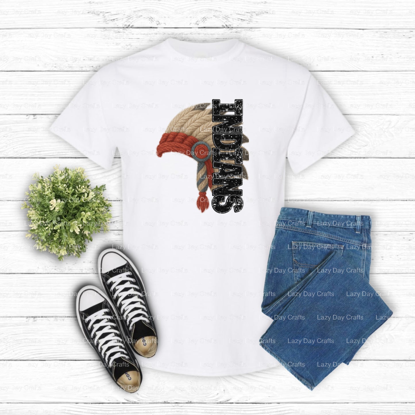INDIANS Mascot School Spirit – DTF Transfer (view 2 of 2) – by Lazy Day Crafts – DTF Transfers – School Mascot, DTF Transfers