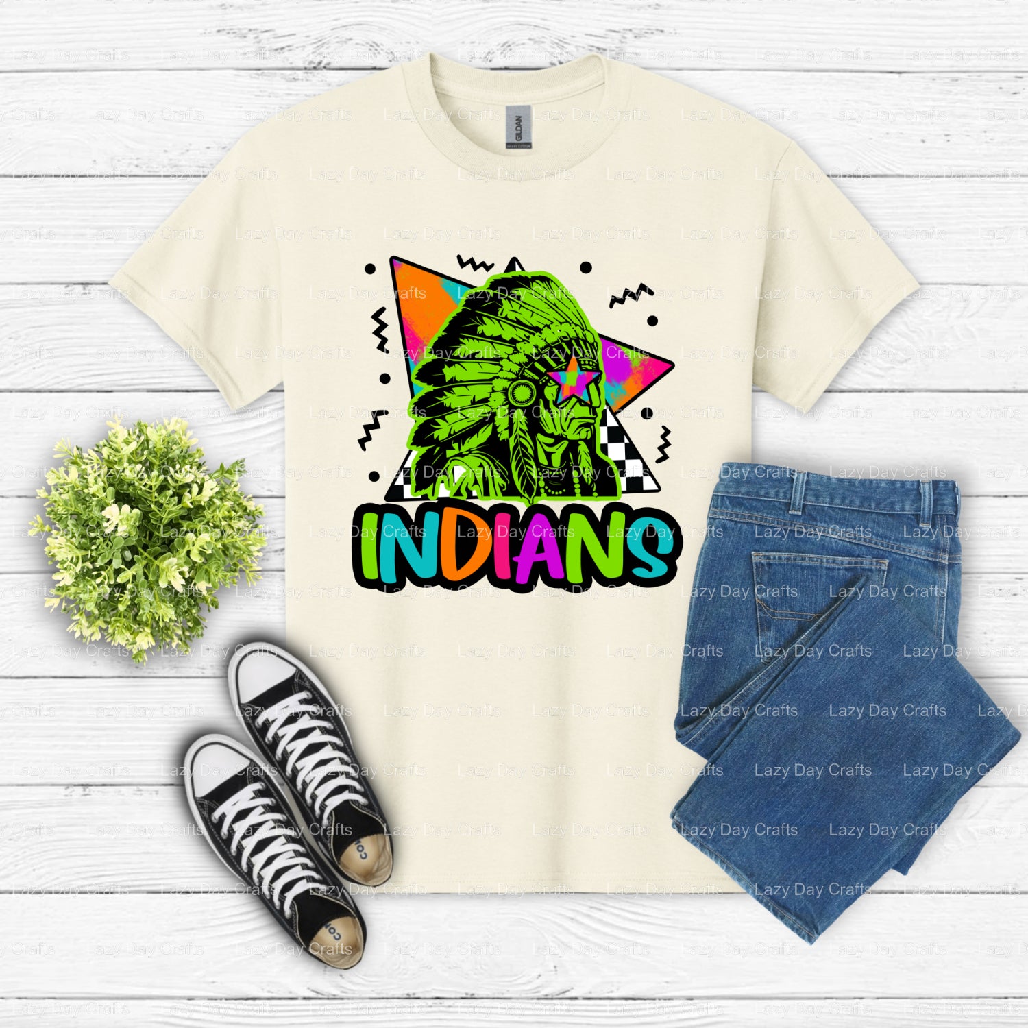 Indians Mascot Star Eye – School Spirit DTF Transfer (view 1 of 2) – by Lazy Day Crafts – DTF Transfers – School Mascot, S...