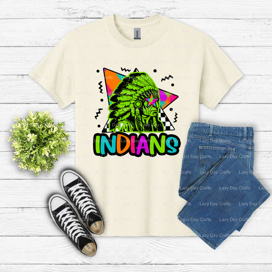 Indians Mascot Star Eye – School Spirit DTF Transfer (view 1 of 2) – by Lazy Day Crafts – DTF Transfers – School Mascot, S...