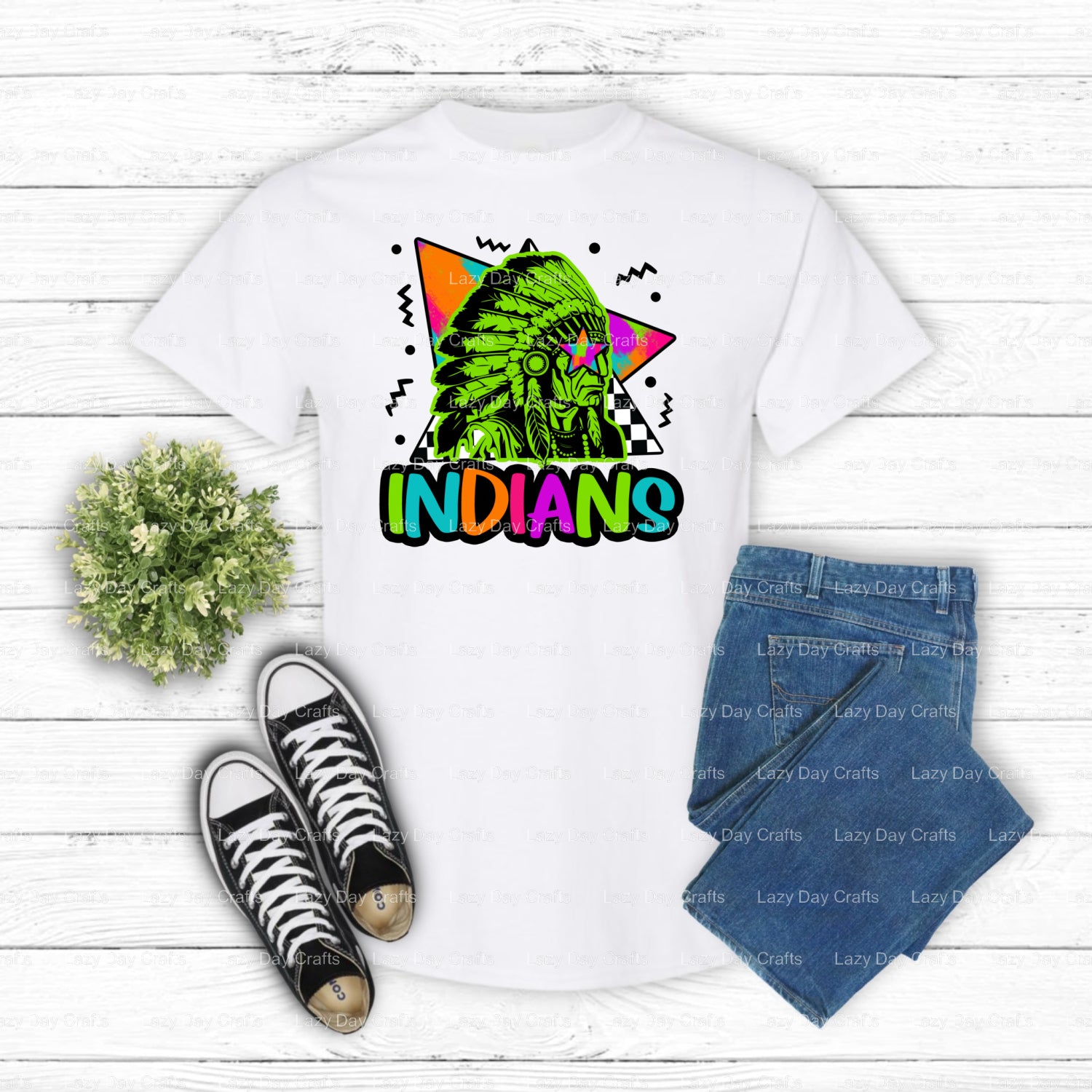 Indians Mascot Star Eye – School Spirit DTF Transfer (view 2 of 2) – by Lazy Day Crafts – DTF Transfers – School Mascot, S...