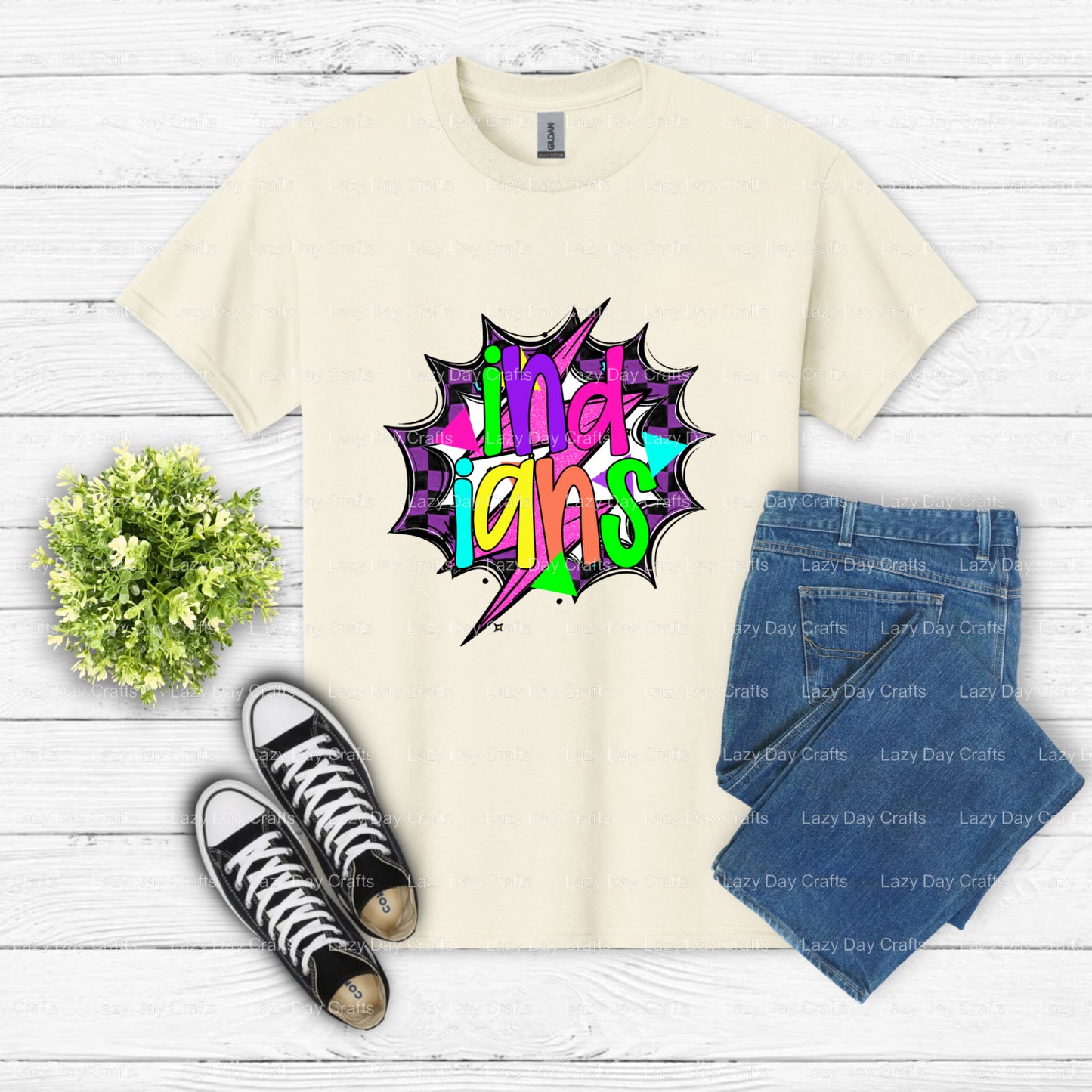 INDIANS School Mascot – DTF Transfer (view 1 of 2) – by Lazy Day Crafts – DTF Transfers – School Mascot, Apparel Decoration
