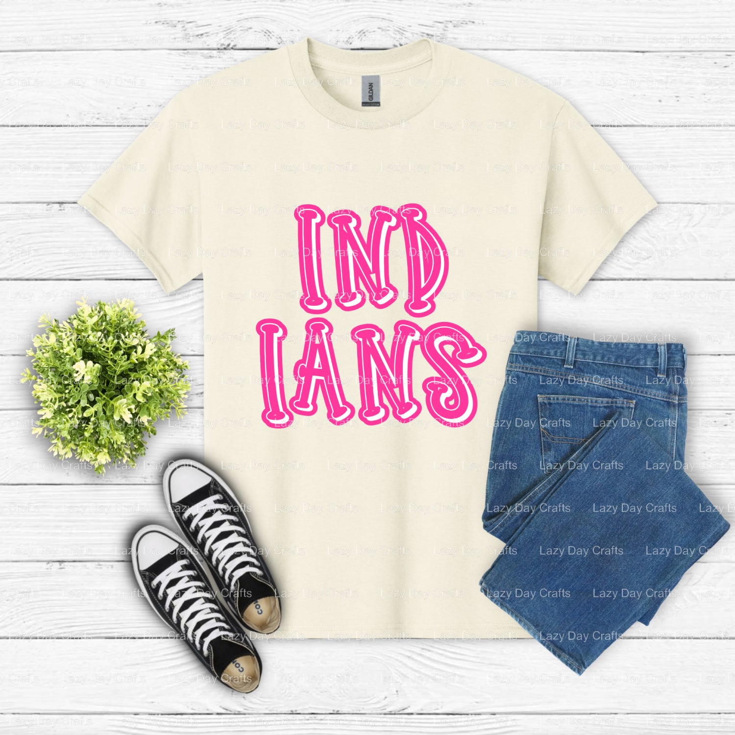 INDIANS School Mascot – DTF Transfer (view 1 of 2) – by Lazy Day Crafts – DTF Transfers – School Mascot, Apparel Decorating