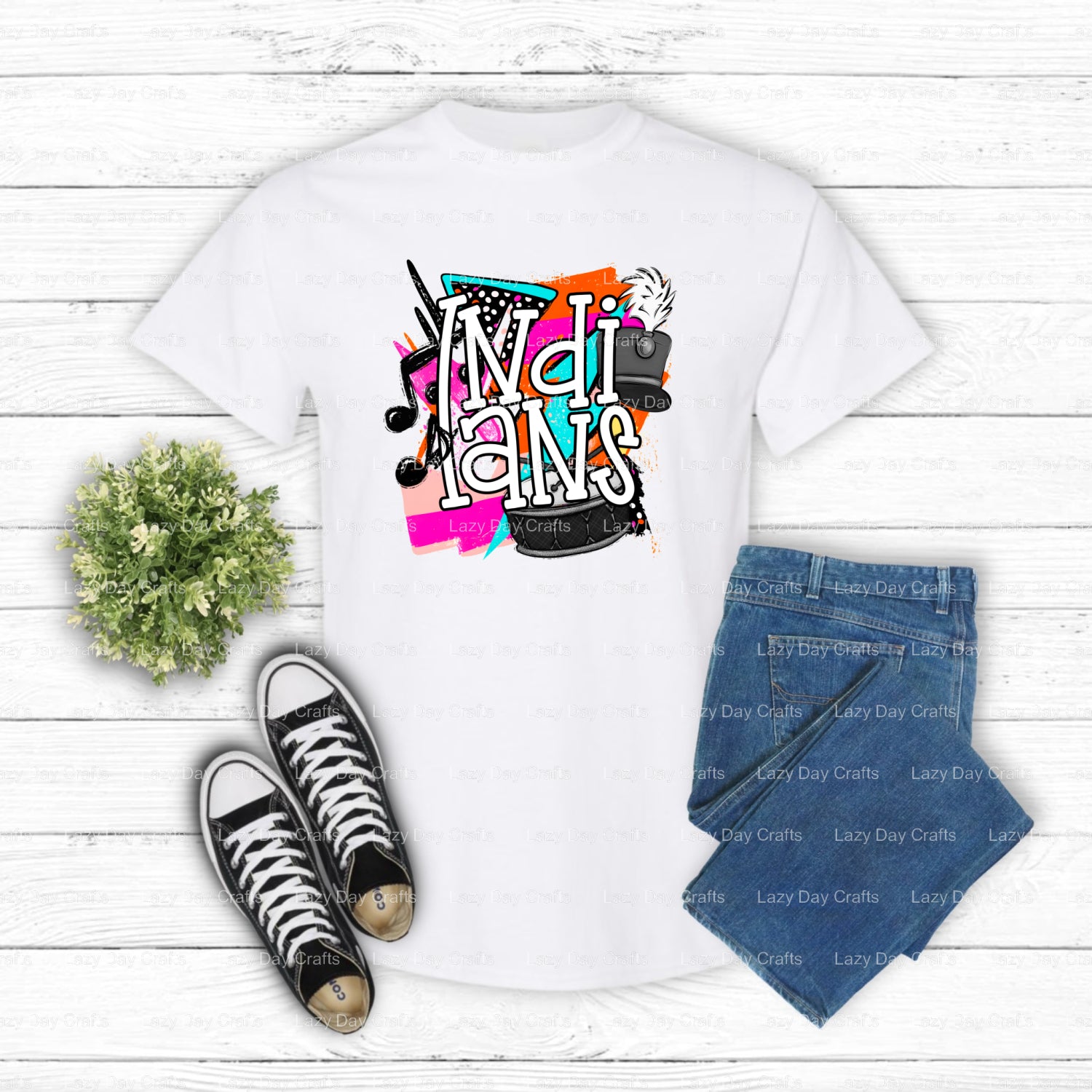 INDIANS School Mascot – DTF Transfer (view 1 of 2) – by Lazy Day Crafts – DTF Transfers – School Mascot, DTF Transfers