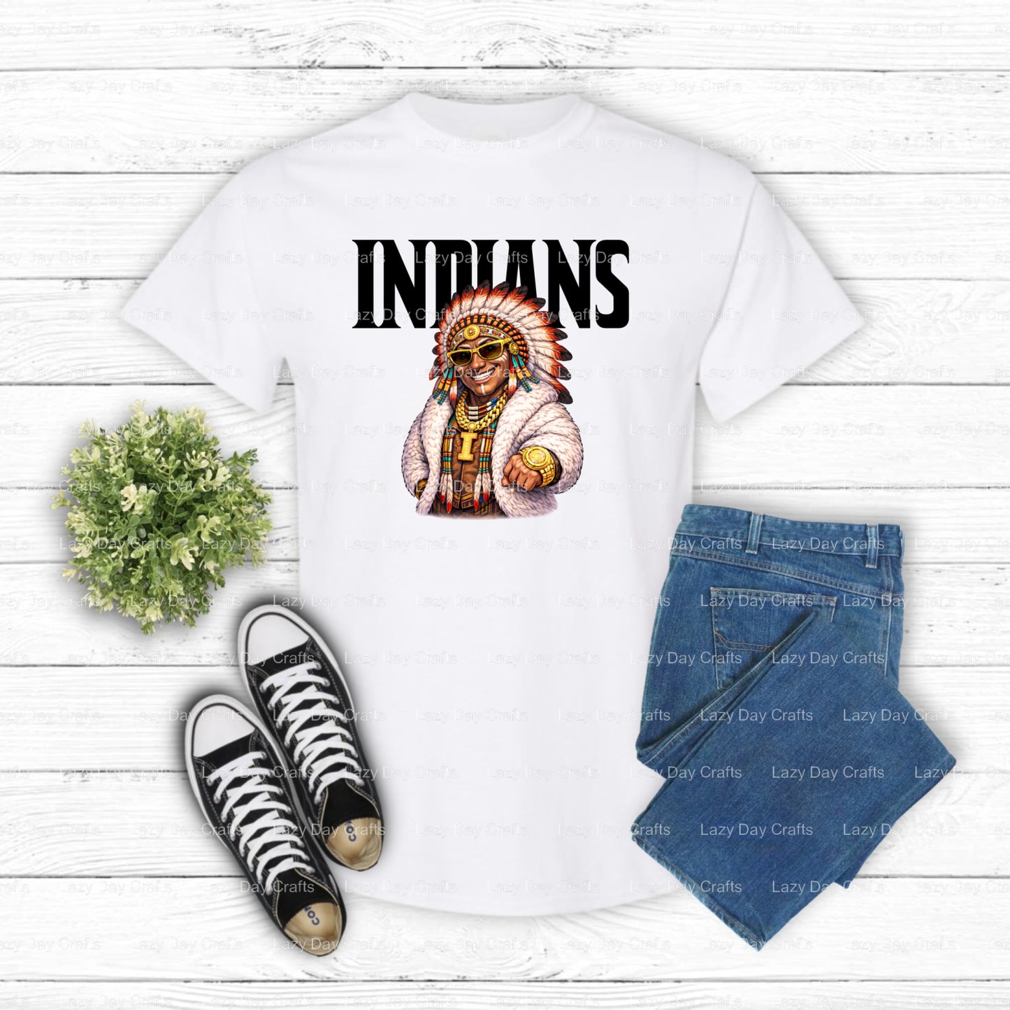 INDIANS – School Mascot DTF Transfer (view 1 of 2) – by Lazy Day Crafts – DTF Transfers – School Mascot, DTF Transfers
