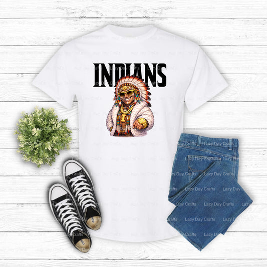 INDIANS – School Mascot DTF Transfer (view 1 of 2) – by Lazy Day Crafts – DTF Transfers – School Mascot, DTF Transfers