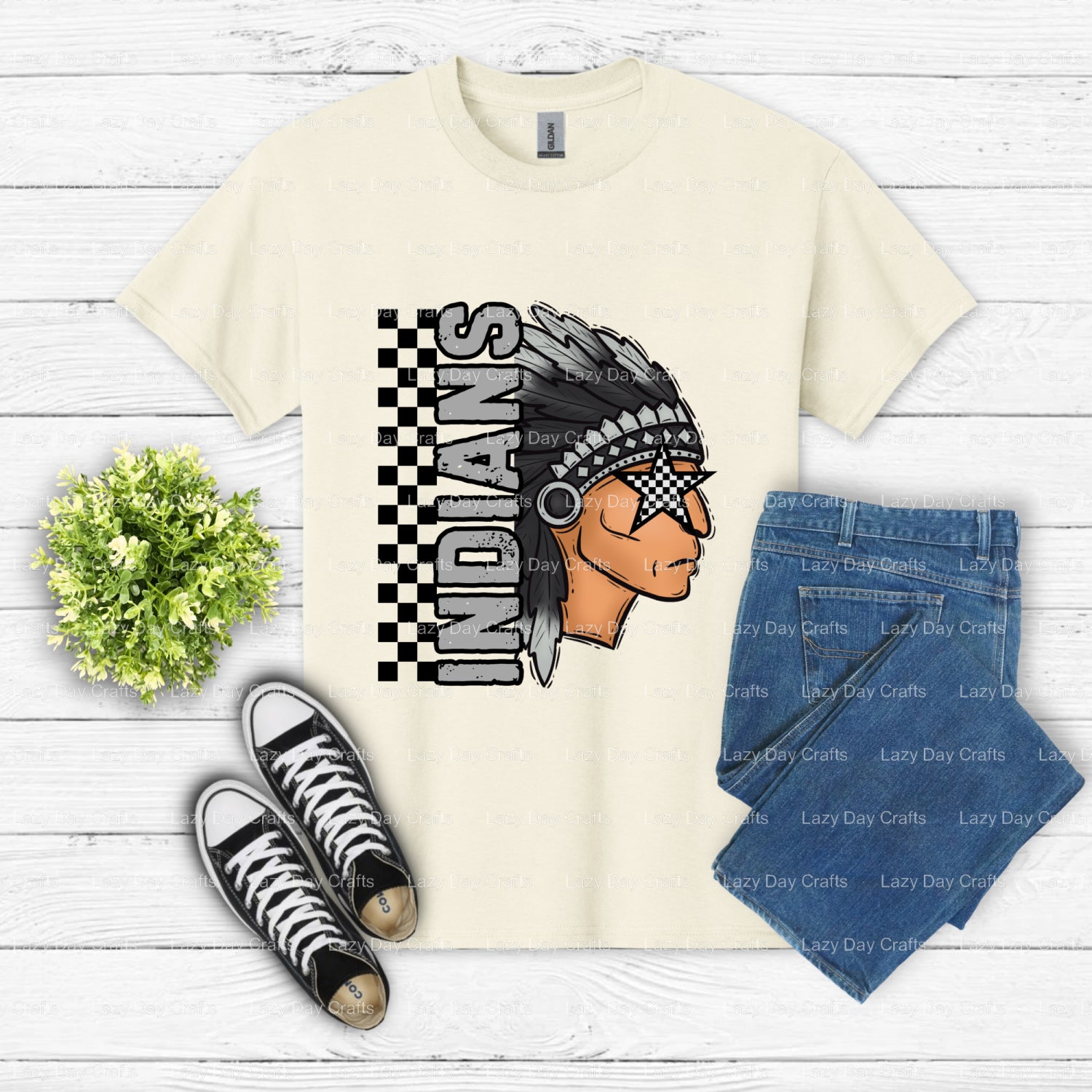 INDIANS – School Mascot DTF Transfer (view 1 of 2) – by Lazy Day Crafts – DTF Transfers – School Mascot, Apparel Decor