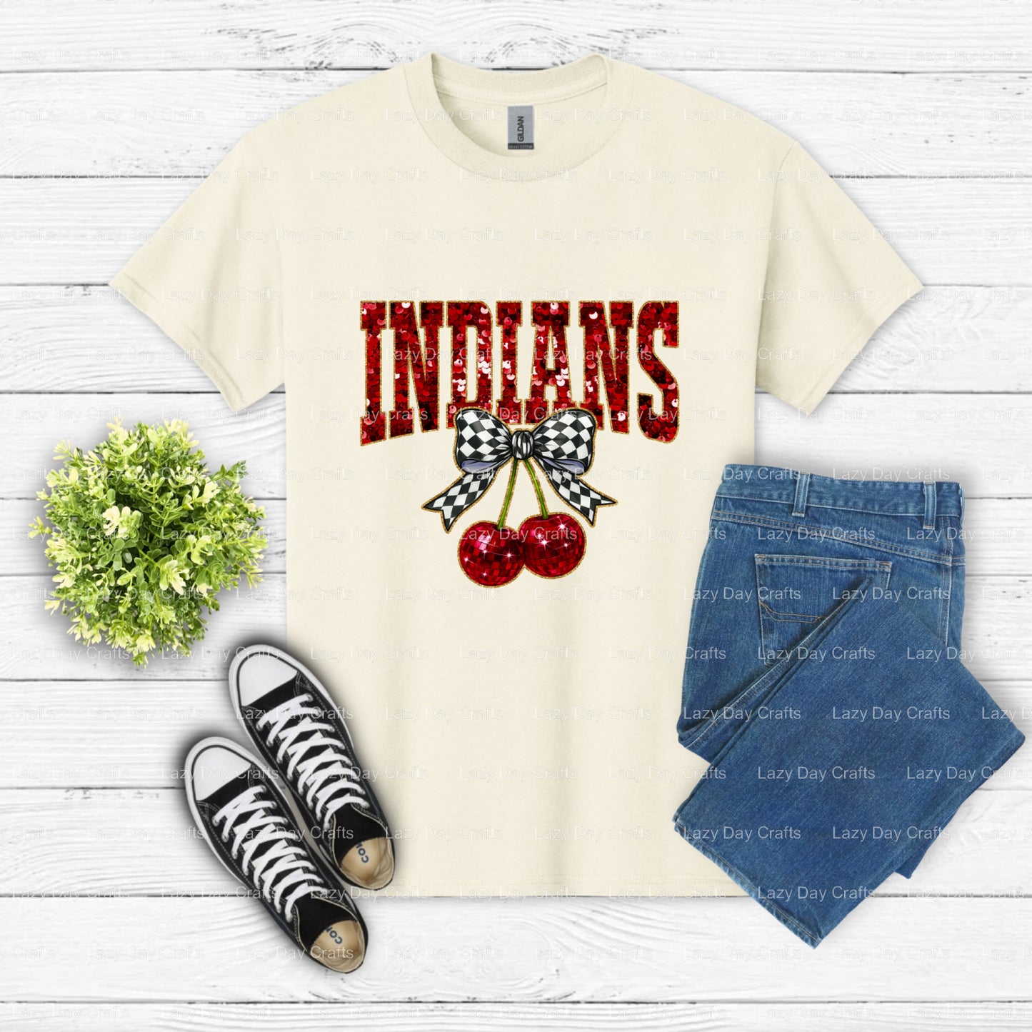 INDIANS School Mascot – DTF Transfer (view 1 of 2) – by Lazy Day Crafts – DTF Transfers – School Mascot, School Spirit