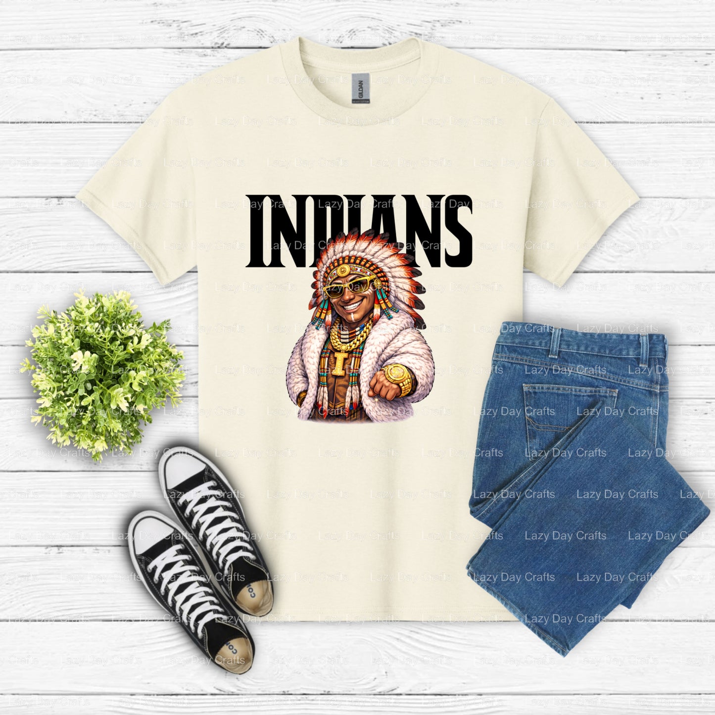 INDIANS – School Mascot DTF Transfer (view 2 of 2) – by Lazy Day Crafts – DTF Transfers – School Mascot, DTF Transfers
