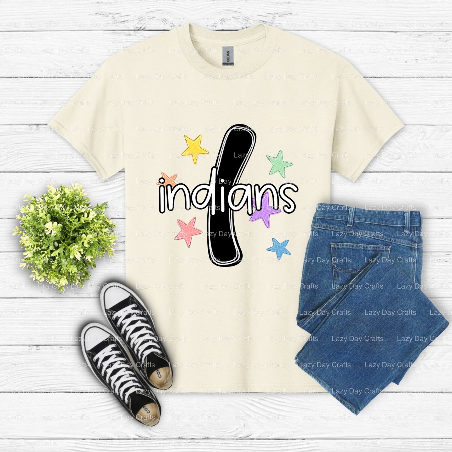 INDIANS School Mascot – DTF Transfer (view 2 of 2) – by Lazy Day Crafts – DTF Transfers – School Mascot, School Spirit