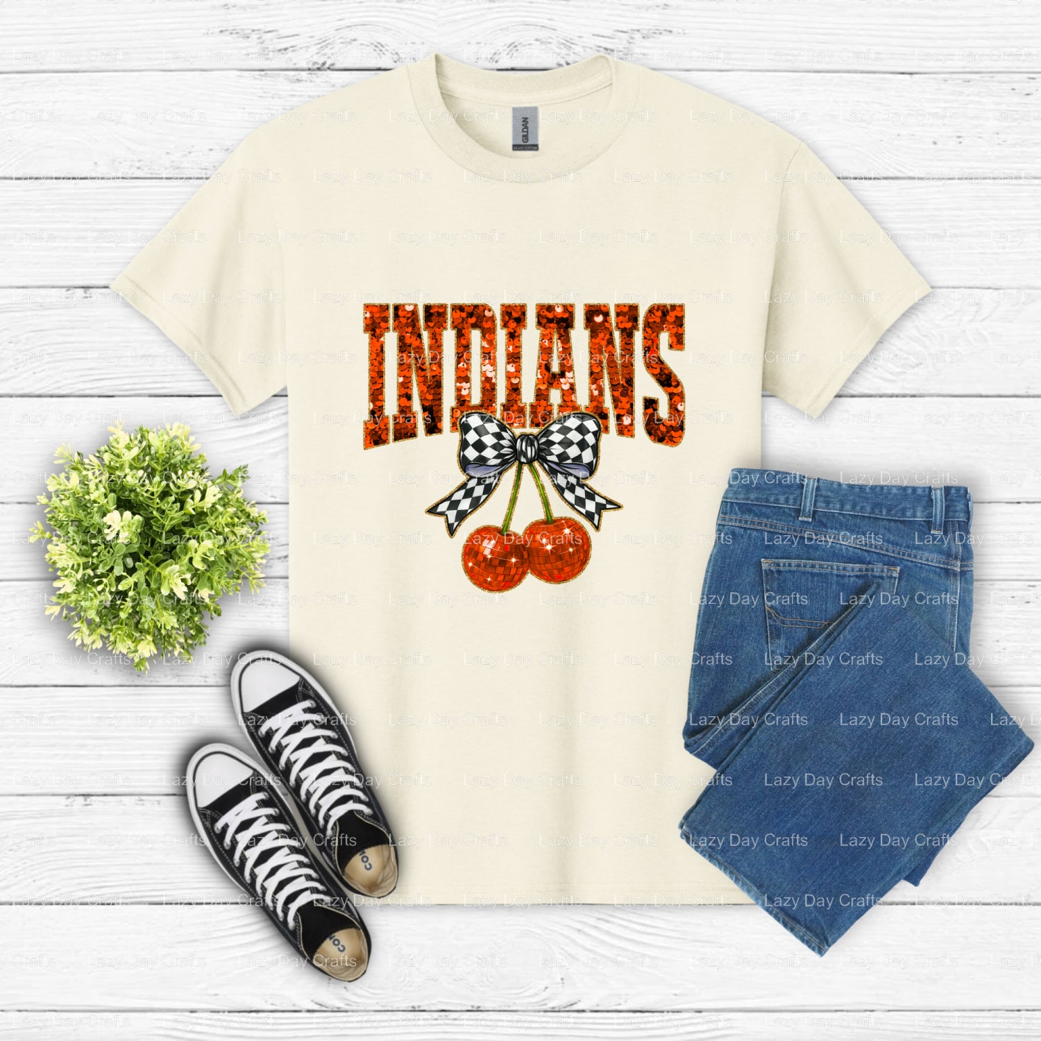 INDIANS School Mascot – DTF Transfer (view 2 of 2) – by Lazy Day Crafts – DTF Transfers – School Mascot, DTF Transfer