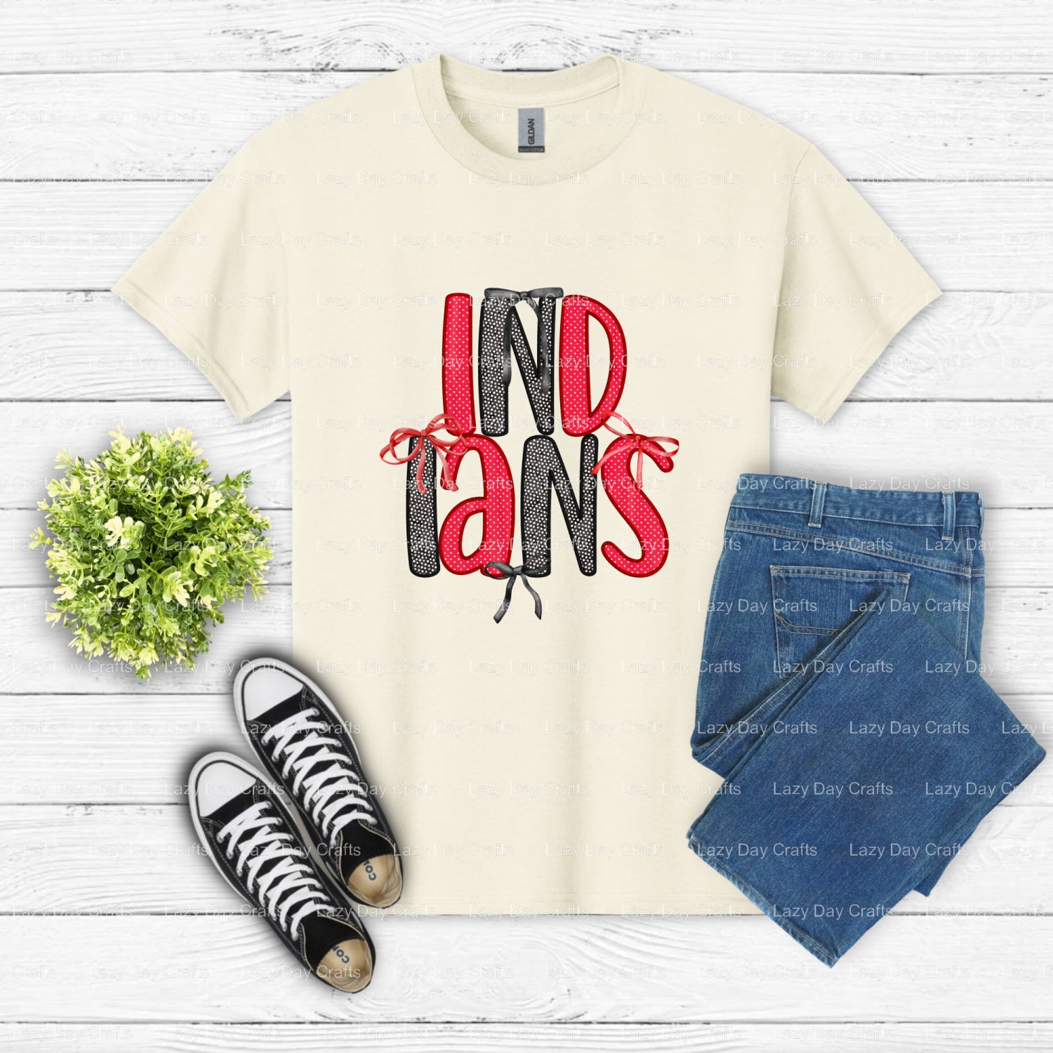 INDIANS School Mascot – DTF Transfer (view 2 of 2) – by Lazy Day Crafts – DTF Transfers – School Mascot, School Spirit