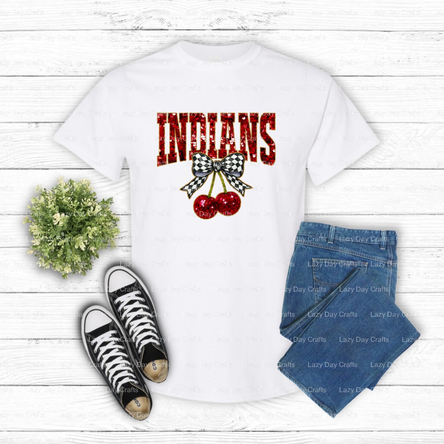 INDIANS School Mascot – DTF Transfer (view 2 of 2) – by Lazy Day Crafts – DTF Transfers – School Mascot, School Spirit