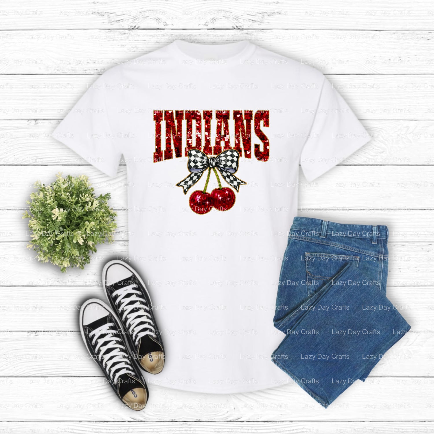 INDIANS School Mascot – DTF Transfer (view 2 of 2) – by Lazy Day Crafts – DTF Transfers – School Mascot, School Spirit